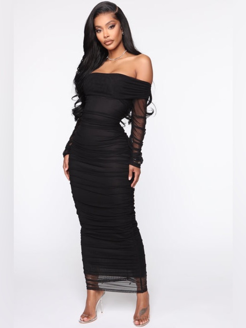 Fashion Nova Top Trend Ruched Maxi Dress - Black